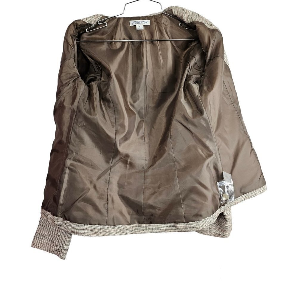 Pendleton Fitted Beige Single Breasted Tweed Blaz… - image 5
